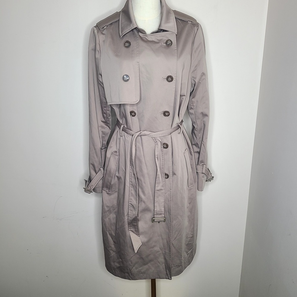 Soia Kyo Double Breasted Belted Tan Trench Coat Size XL